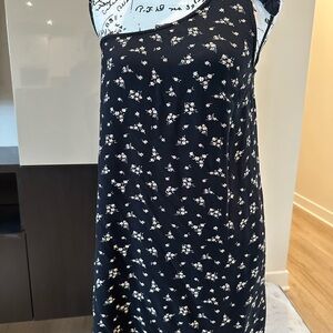 AMERICAN EAGLE Black Floral One-Shoulder Tie-Strap Dress XS